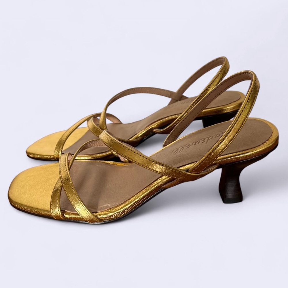 Madewell Gold Strappy Heeled Sandals